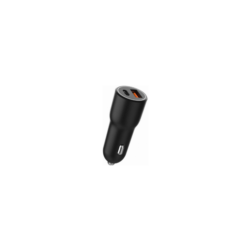 Car charger Gembird USB Type-C + USB Type-A Black