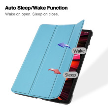 „iLike Galaxy Tab A9 Plus X210“ trijų dalių ekologiškos odos dėklas, dangaus mėlynumo