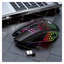GameBox Gaming Mouse RGB 2.4GHz Wireless Hollow Shell + USB Charging 1600 DPI Black