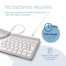 KEYBOARD WRL SPLIT BREAK / WHITE RGOSBUKWLWH R-GO TOOLS