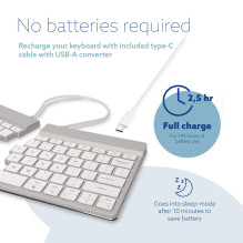 KEYBOARD WRL COMPACT BREAK / BALTI RGOSBUSWLWH R-GO ĮRANKIAI