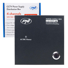 CCTV power supply PNI STC52 12V, 5A, 60W, 4 outputs, in metal box