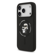 Karl Lagerfeld Apple iPhone 17 Pro Liquid Silicone Karl and Choupette MagSafe Case Black