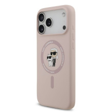 Karl Lagerfeld Apple iPhone 17 Pro Max Liquid Silicone Karl and Choupette MagSafe Case Pink