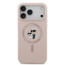 Karl Lagerfeld Apple iPhone 17 Pro Max Liquid Silicone Karl and Choupette MagSafe Case Pink