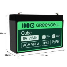 6V 7.2Ah battery :: AGM : VRLA :: 6 Volts, 7.2 Amp-hours (Ah) :: Terminal type T1 (4.75mm)