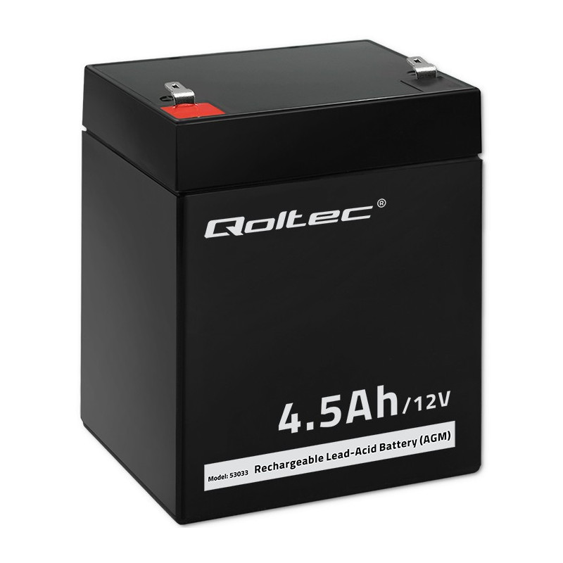 12V 4.5Ah battery :: AGM :: 12 Volts, 4.5 Amp-hours (Ah) :: Terminal type T1 (4.75mm)