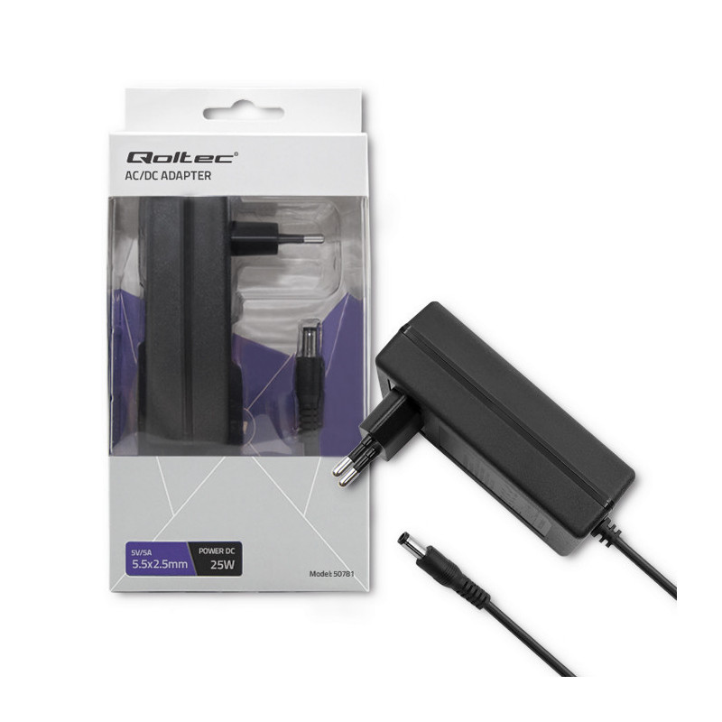 Qoltec universal 5V power supply 25W / / 5A, Plug 5.5×2.5mm