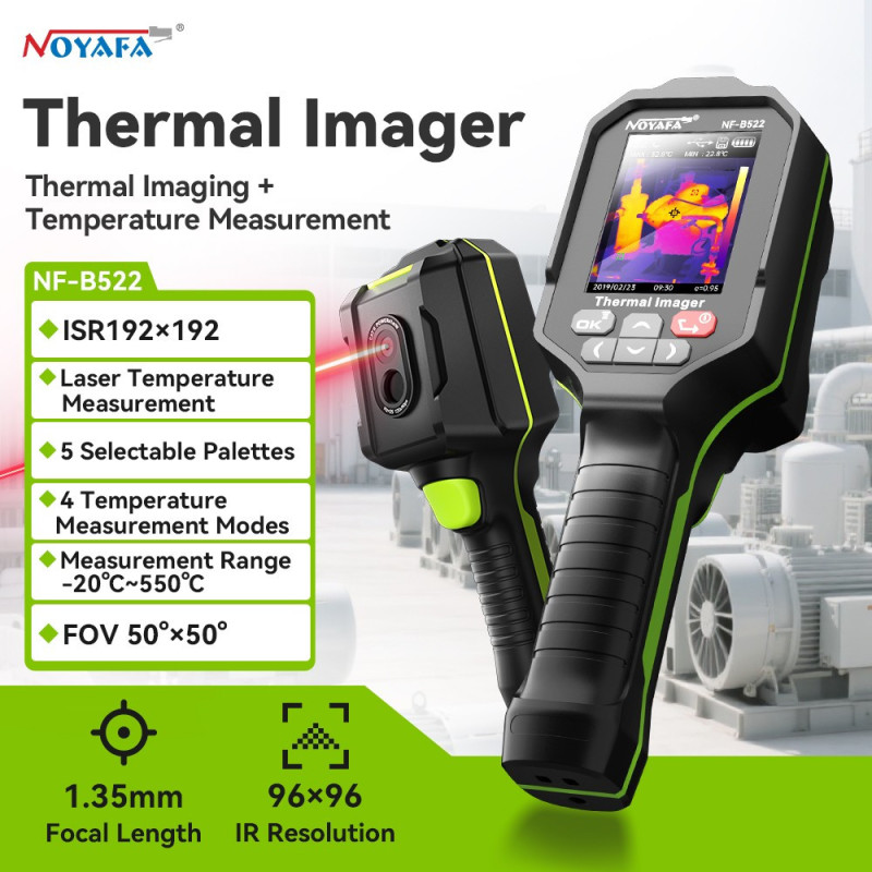 Profesionali terminė kamera su integruotu lazeriniu taikikliu, 2,8 colio HD ekranas, 96x96, nuo -20 °C iki +550 °C