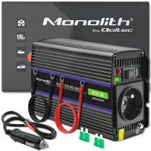 Qoltec Monolith voltage converter 600 MS Wave, 12V to 230V, 300 / 600 W, USB