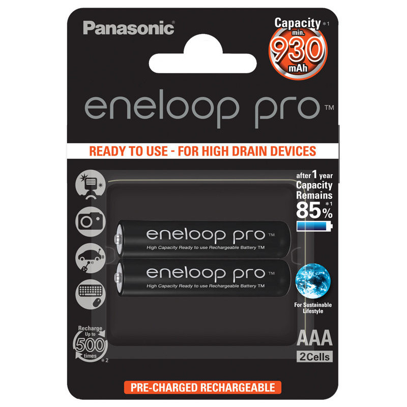 R03 / AAA batteries 1.2V Eneloop Pro Ni-MH BK-4HCDE / 2BE in a pack of 2 pcs.