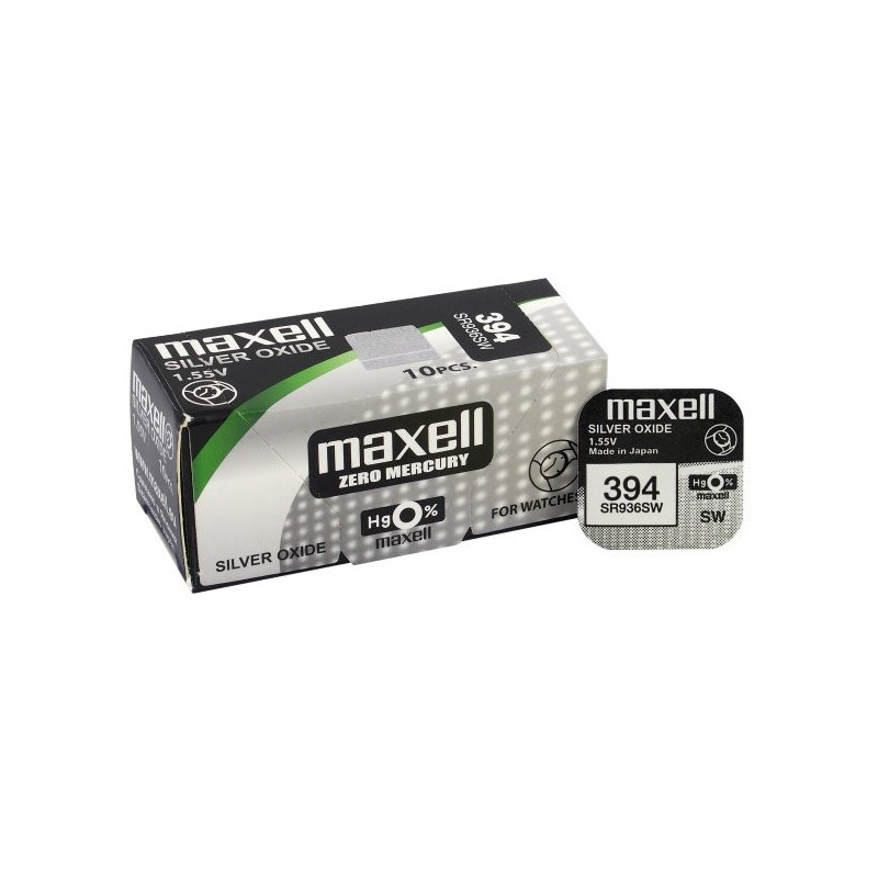 394 batteries 1.55V Maxell silver-oxide SR936SW, 380 per pack of 1 pc.