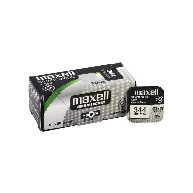 344 baterijos 1,55 V „Maxell“ sidabro oksido SR1136SW, pakuotėje po 1 vnt.