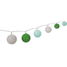 Goobay LED string light. 10 cotton balls, battery operated, green