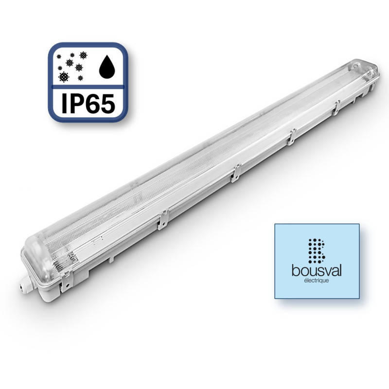 Industrial IP65 Luminaire Housing for LED T8 Bulbs 2x1500, Hermetic, 1565x115x89mm