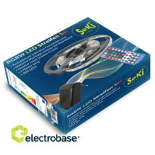 Spalvinga RGB+W 300LEDs 12V LED juosta su nuotolinio valdymo pultu ir valdymo bloku. 5 metrai