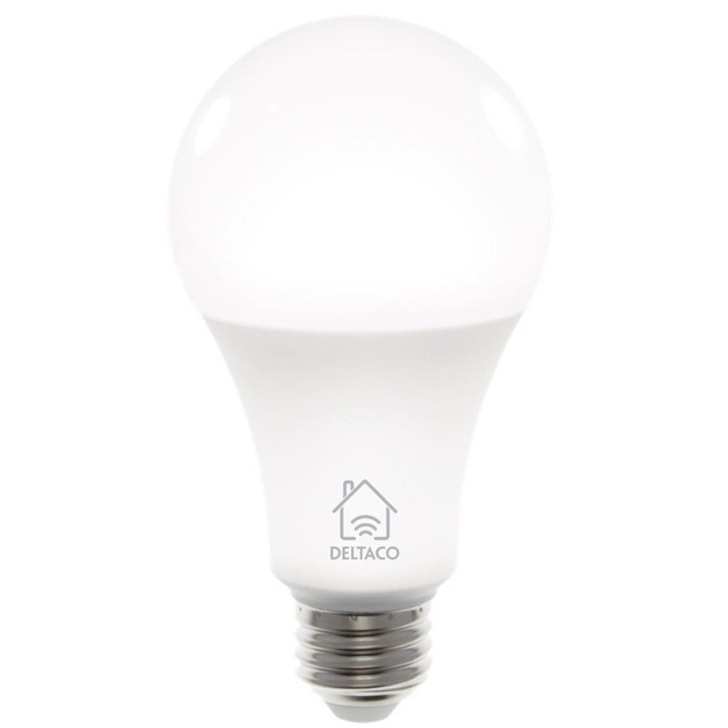 DELTACO LED lemputė, E27, WIFI 2.4GHZ, 9W, 810LM, reguliuojama šviesa, 2700K-6500K, 220-240V