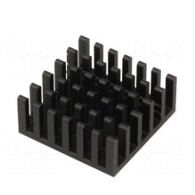 Radiator: extruded, black, L: 23 mm, W: 23 mm, H: 10 mm, aluminum