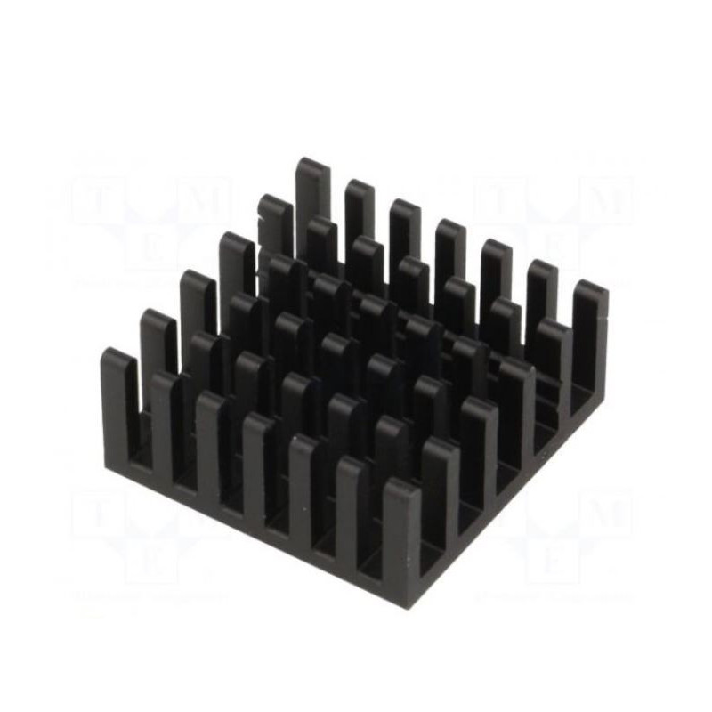 Radiator: extruded, black, L: 23 mm, W: 23 mm, H: 10 mm, aluminum