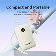 Išorinė baterija USB 20000MAH 22.5W / smėlio spalvos FKBN0-C VENTION