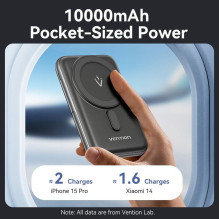 POWER BANK WRL 10000MAH 20W / MAGNETIC BLACK FHNB0 VENTION