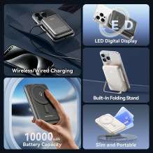 Išorinė baterija WRL 10000MAH 20W / Magnetinė juoda FHNB0 VENTION