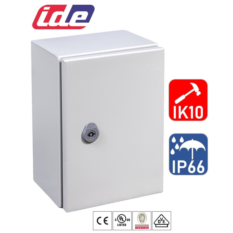 IDE ARGENTA Metal cabinet 400x300x200, IK10, IP66 RAL7035