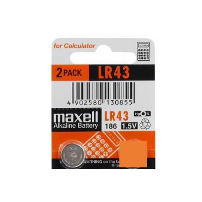 G12 batteries 1.5V Maxell Alkaline LR43 / 186 in a package of 1 pc.