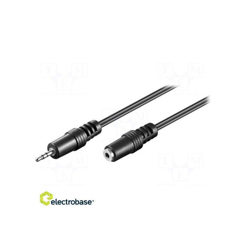 Cable, Jack 2.5 mm 3 pin socket, 2.5 mm 3 pin plug, 2m, black