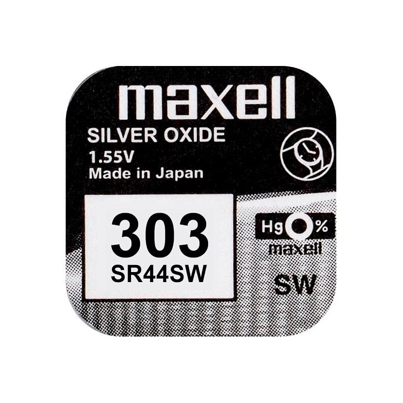 303 battery 1.55V Maxell silver-oxide SR44SW in a package of 1 pc.