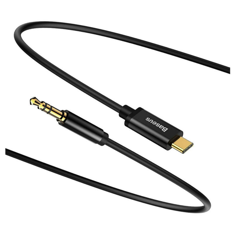 „Baseus“ garso kabelis USB-C į mini lizdą 3,5 mm, 1,2 m (juodas) CAM01-01