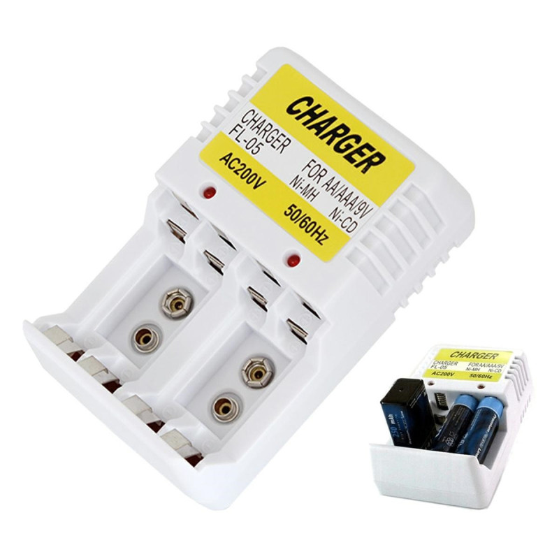 Universal battery charger, AA, AAA and 6F22 9V, 100V-240V, LC28