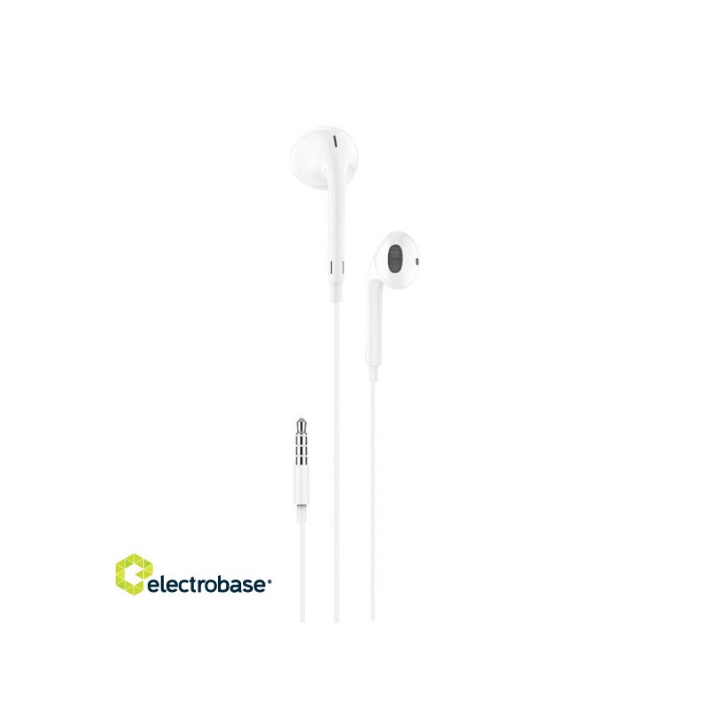 In-ear headphones, wired Foneng T34, mini jack 3.5mm, remote control (white)