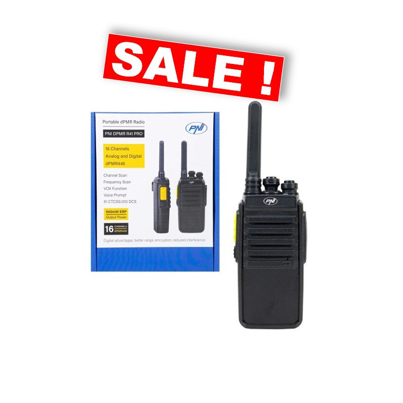 Rācija DPMR R41 PRO, 0.5W, 16 kanāli, VOX, programmējama, 1500 mAh, komplektā austiņas ar mikrofonu