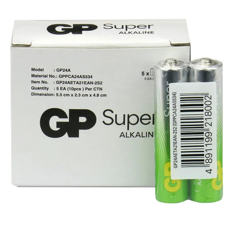 AAA L03 1.5V GP Alkaline batteries, MN2400 / E92, price for 10 pcs.