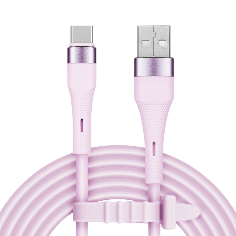 USB - USB Type-C connection cable (1 m), silicone, pink - Kruger Matz Basic series
