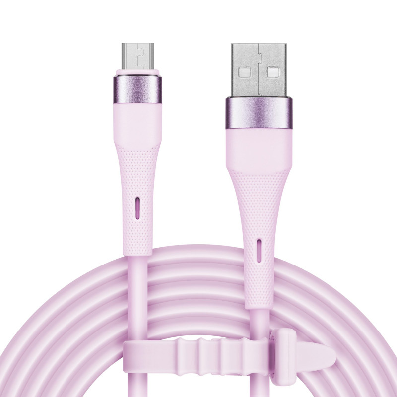 USB - micro USB connection cable (1 m), silicone, pink - Kruger Matz Basic series