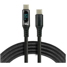Cable with LCD display, USB-C, 200 cm, Fast charging 3A / 20V (60 W), Power Delivery 2.0, everAc