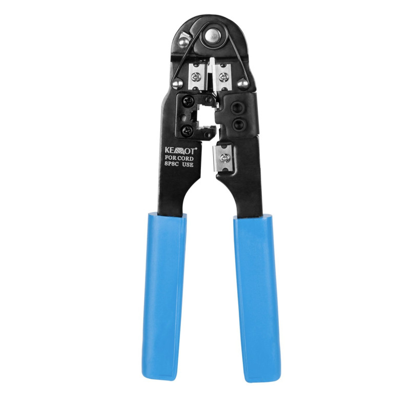 Tool for assembling RJ45 connectors for UTP and FTP cables