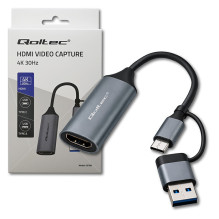 4K vaizdo įrašymo plokštė, USB-C / USB-A adapteris, HDMI, 30 Hz, aliuminio korpusas