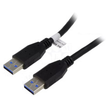 Kabelis, kryžminis, USB 3.0, USB A kištukas, abiejų pusių, 3 m, juodas, 5 Gbps