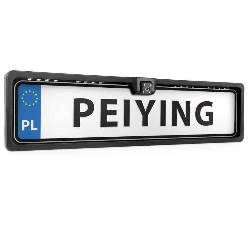 Peiying rear view camera in license plate frame with night vision, 140°, IP67, 12V, PAL