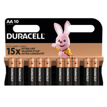 AA (LR6) 1,5 V „Duracell BASIC“ serijos šarminės MN1500 baterijos, pakuotėje po 10 vnt.