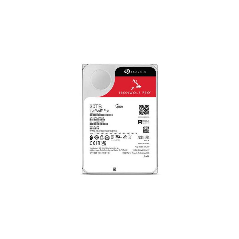 HDD, SEAGATE, IronWolf Pro, 30TB, 512 MB, 7200 rpm, 3,5", ST30000NT011