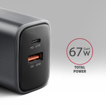 MOBILE CHARGER WALL USB 67W / GAN 2PORT ACU-PQ67 AXAGON