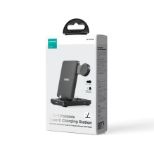 „Joyroom“ JR-WQS01 „Samsung Galaxy USB-C 4in1“ įkrovimo stotelė, sulankstoma + USB-A - USB-C laidas - juoda