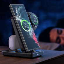 „Joyroom“ JR-WQS01 „Samsung Galaxy USB-C 4in1“ įkrovimo stotelė, sulankstoma + USB-A - USB-C laidas - juoda