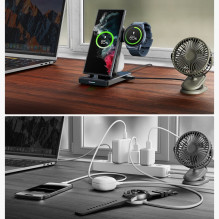 Joyroom Joyroom JR-WQS01 Samsung Galaxy USB-C 4in1 charging station foldable + USB-A - USB-C cable - black