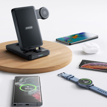 Joyroom Joyroom JR-WQS01 Samsung Galaxy USB-C 4in1 charging station foldable + USB-A - USB-C cable - black