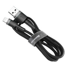 „Baseus Cafule“ USB-A / „Lightning“ 2.4A QC 3.0 laidas 1 m – juodai pilkas